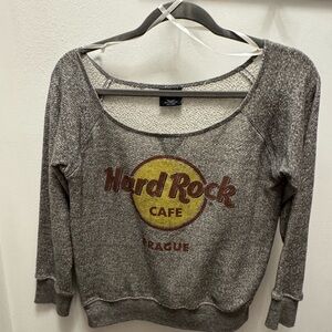 Hard Rock Cafe Brown Scoop Neck Sweater